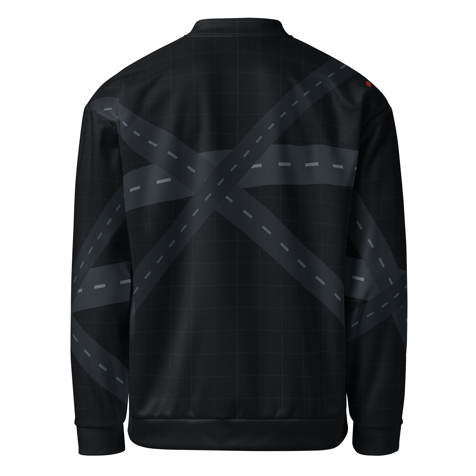 Chicago ORD Runway Matrix bomber jacket in midnight black with tonal O'Hare runway geometry, details
