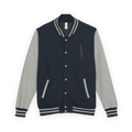 Chicago Red Line heavyweight letterman jacket in Oxford Navy and heather gray, primary view