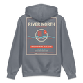 River North heavyweight hoodie in Storm Blue, back view - Chicago Neighborhood Series