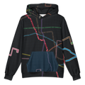 Chicago Transit Signal Field oversized cotton hoodie with all eight rail routes, primary view