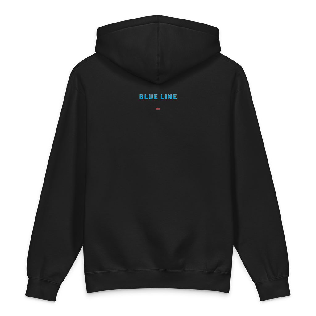 Chicago Blue Line heavyweight hoodie in black, alternate view