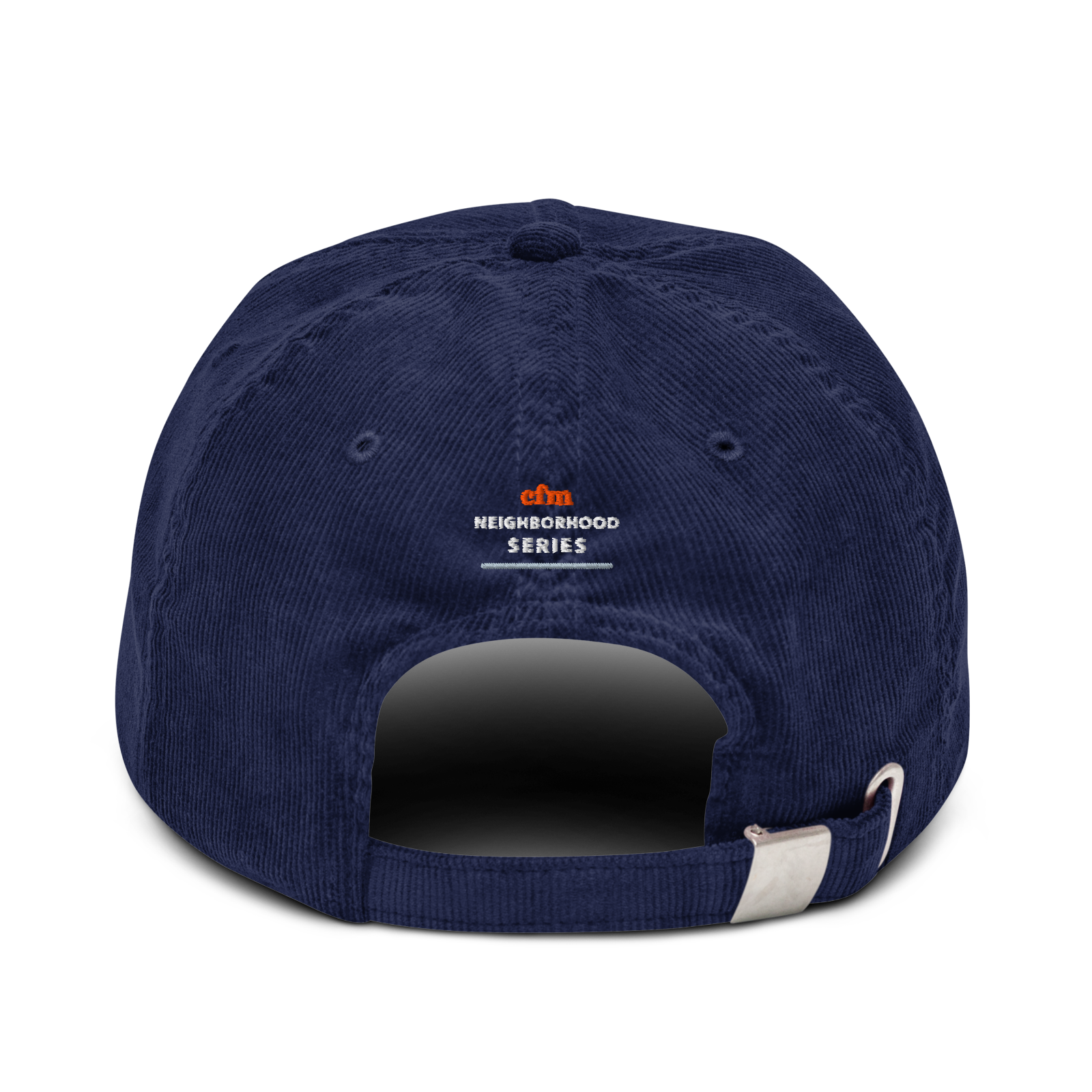 River North corduroy cap in Oxford Navy, back view - Chicago Neighborhood Series