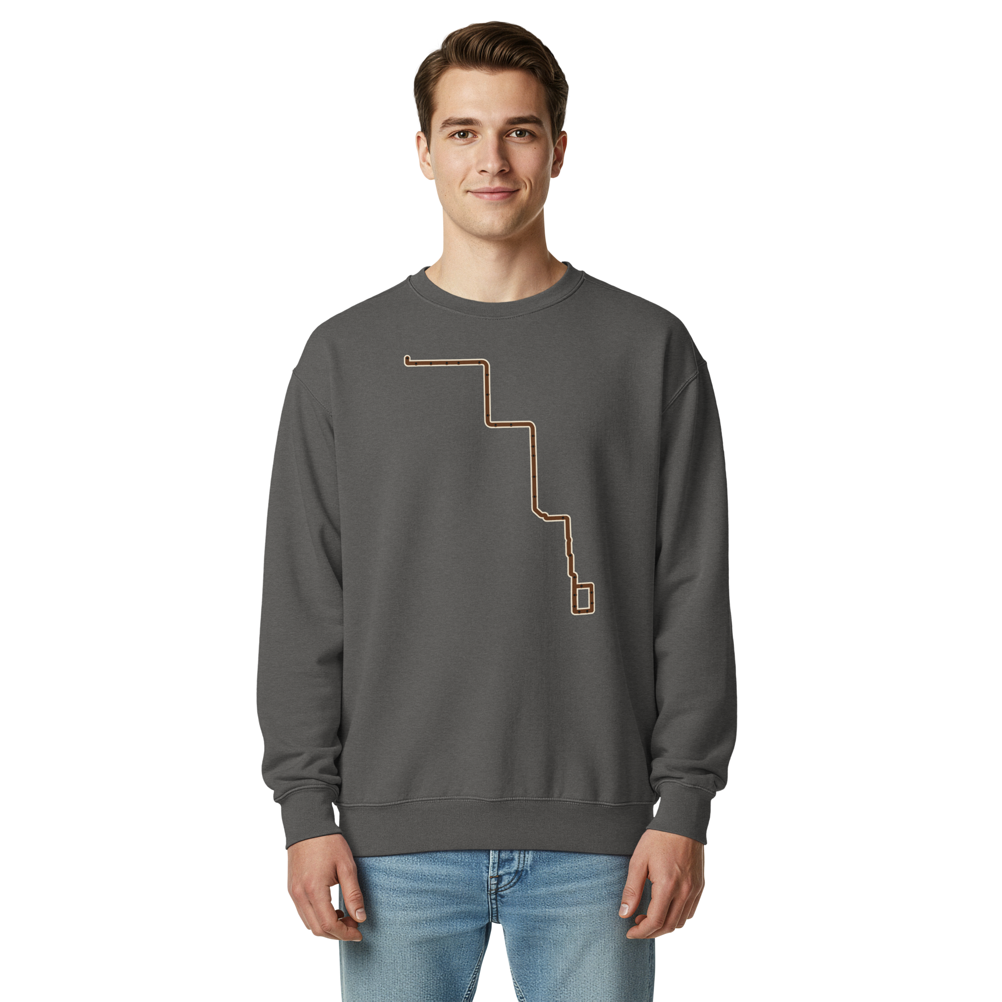 Chicago Brown Line garment-dyed crewneck in Pepper, primary view