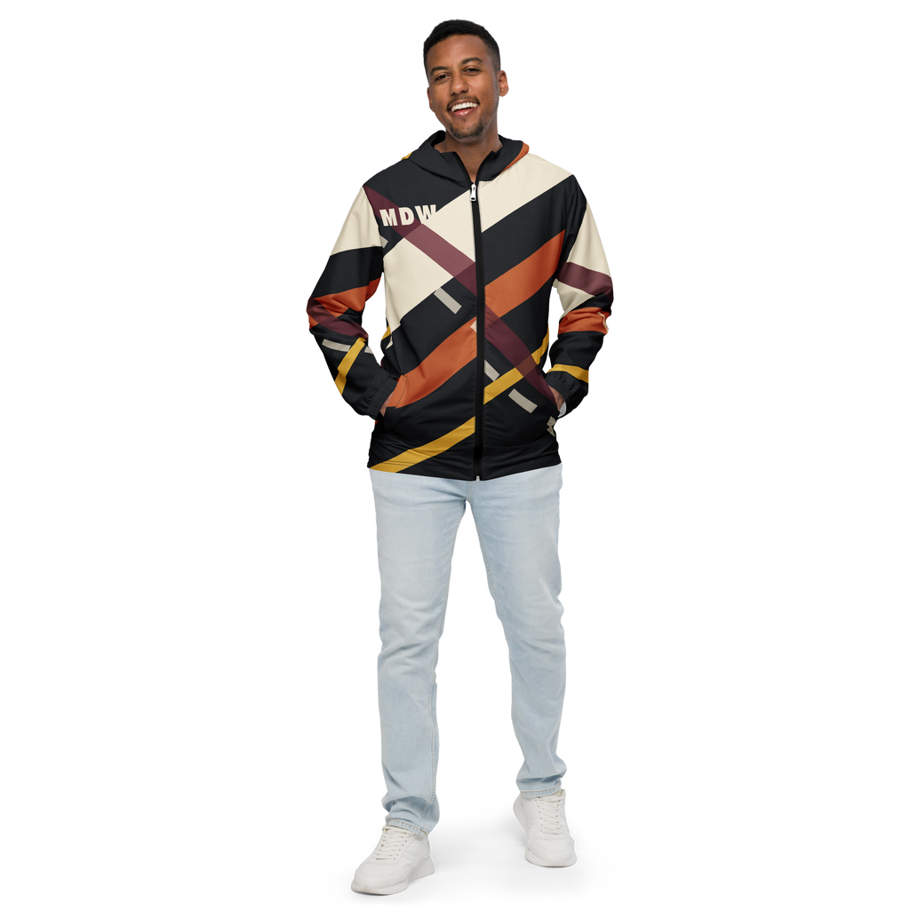 Chicago MDW Diagonal Approach windbreaker with cream and orange crossed-runway graphics
