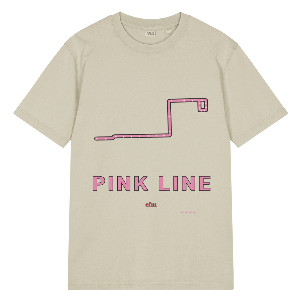 Chicago Pink Line garment-dyed T-shirt in Stone, primary view