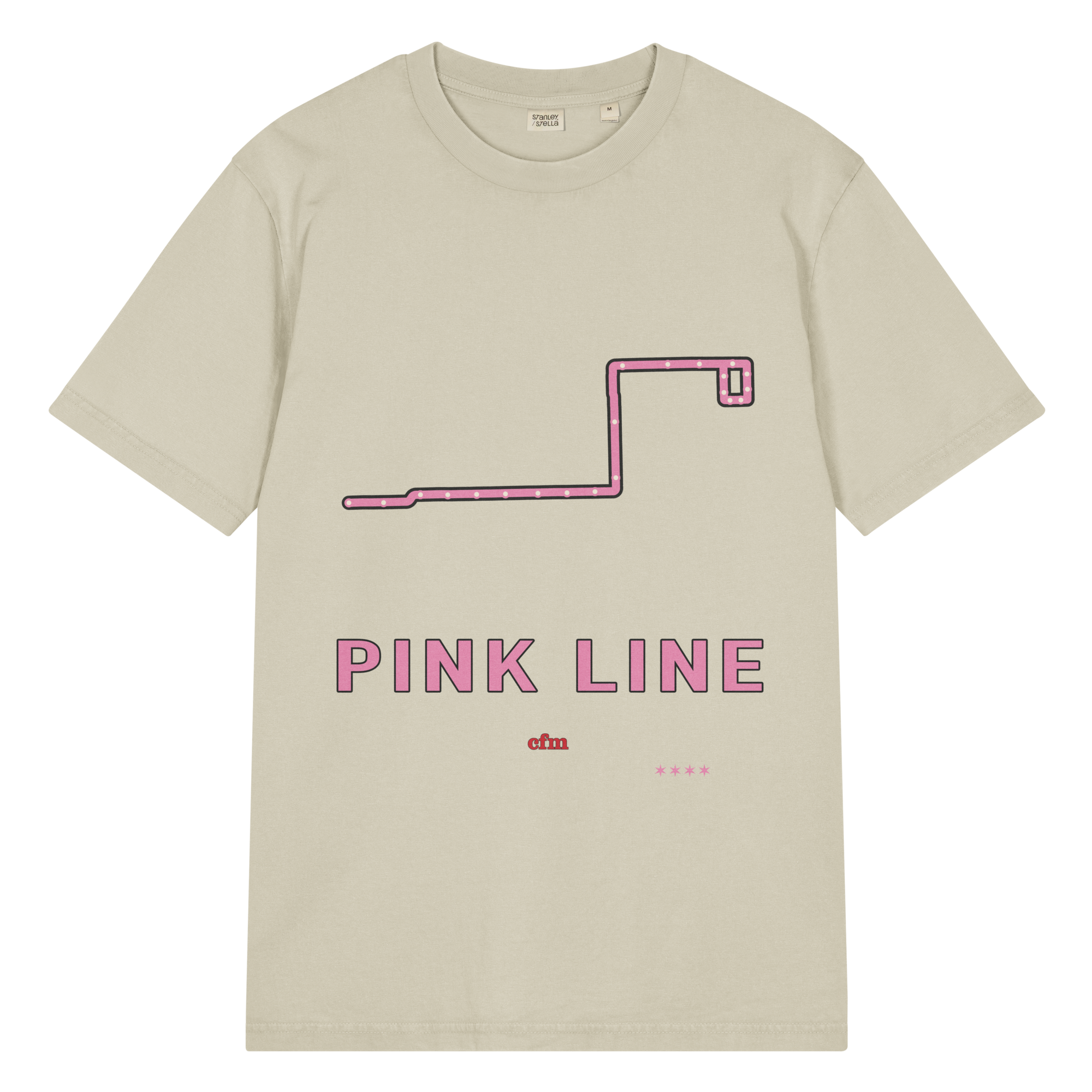 Chicago Pink Line garment-dyed T-shirt in Stone, primary view