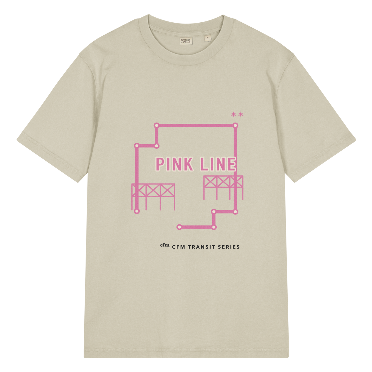 Chicago Pink Line garment-dyed T-shirt in Stone, primary view