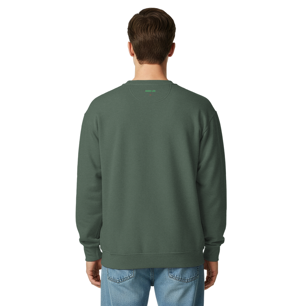 Chicago Green Line garment-dyed crewneck in Blue Spruce, alternate view