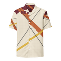 Chicago MDW South Field button shirt in cream with burgundy and orange runway bars