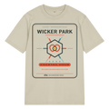 Wicker Park garment-dyed t-shirt in G. Dyed Stone, front view - Chicago Neighborhood Series