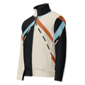Chicago ORD and MDW City Transfer track jacket with split black and bone airport geometry