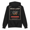 West Loop heavyweight hoodie in Black, back view - Chicago Neighborhood Series