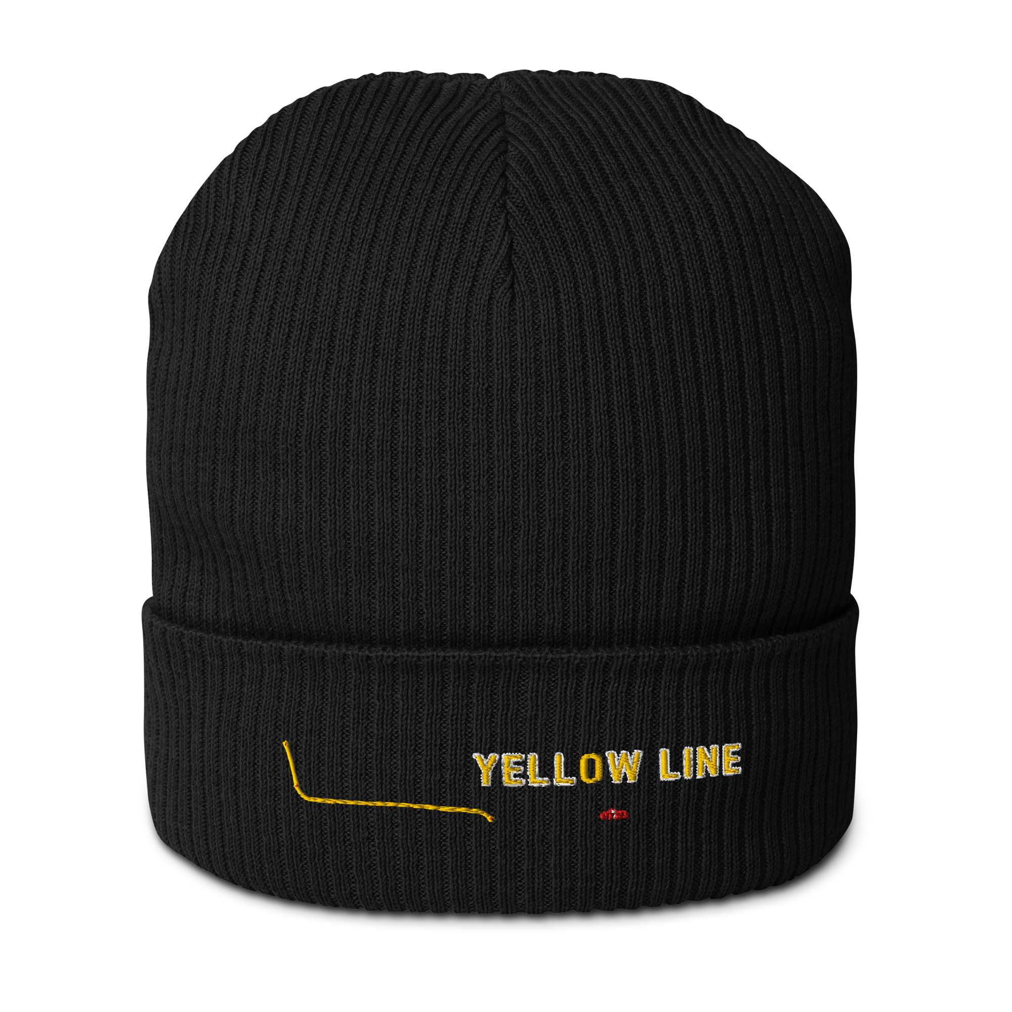 Chicago Yellow Line organic ribbed beanie in black, primary view