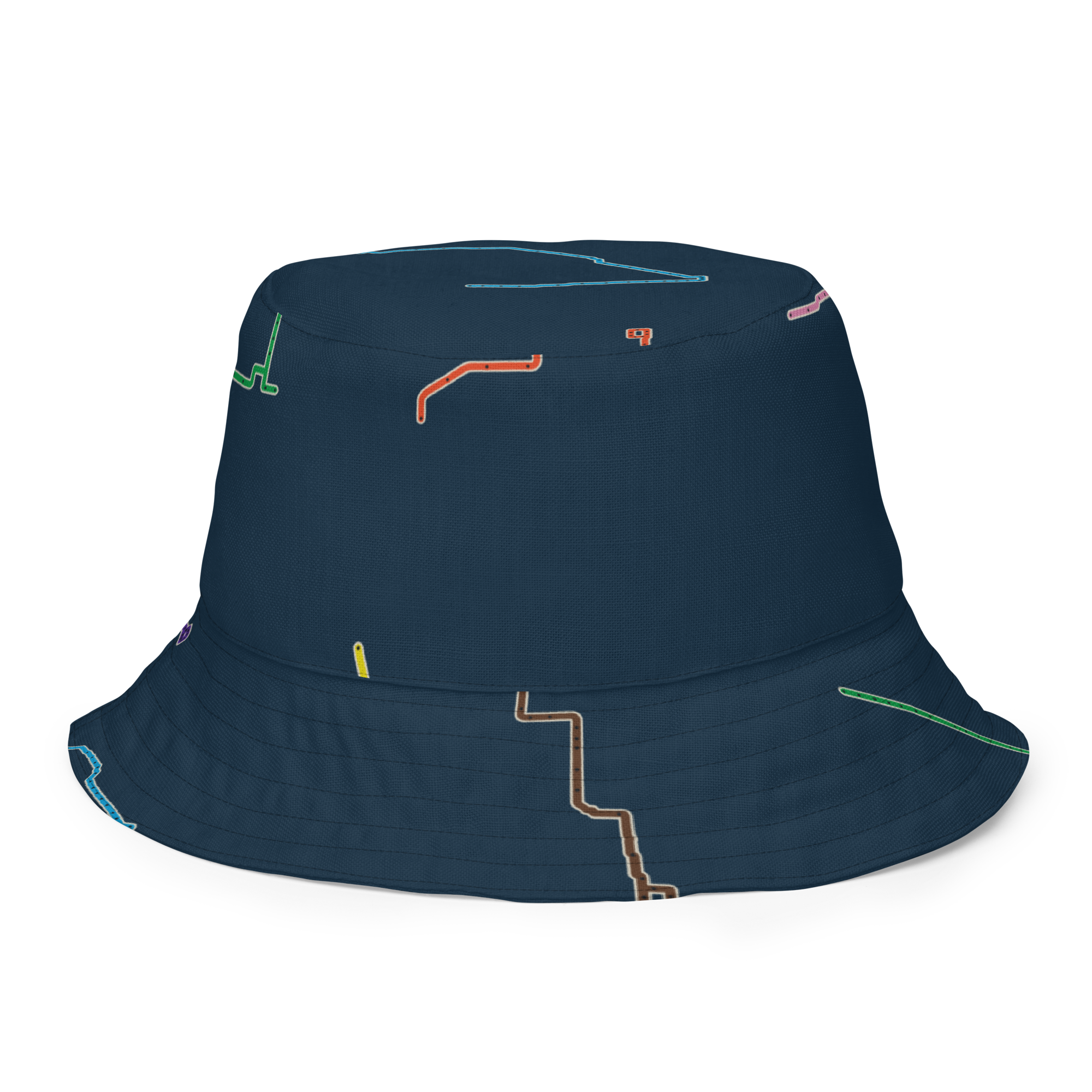 Chicago Transit Night Day reversible bucket hat with transfer matrix and route toile, primary view