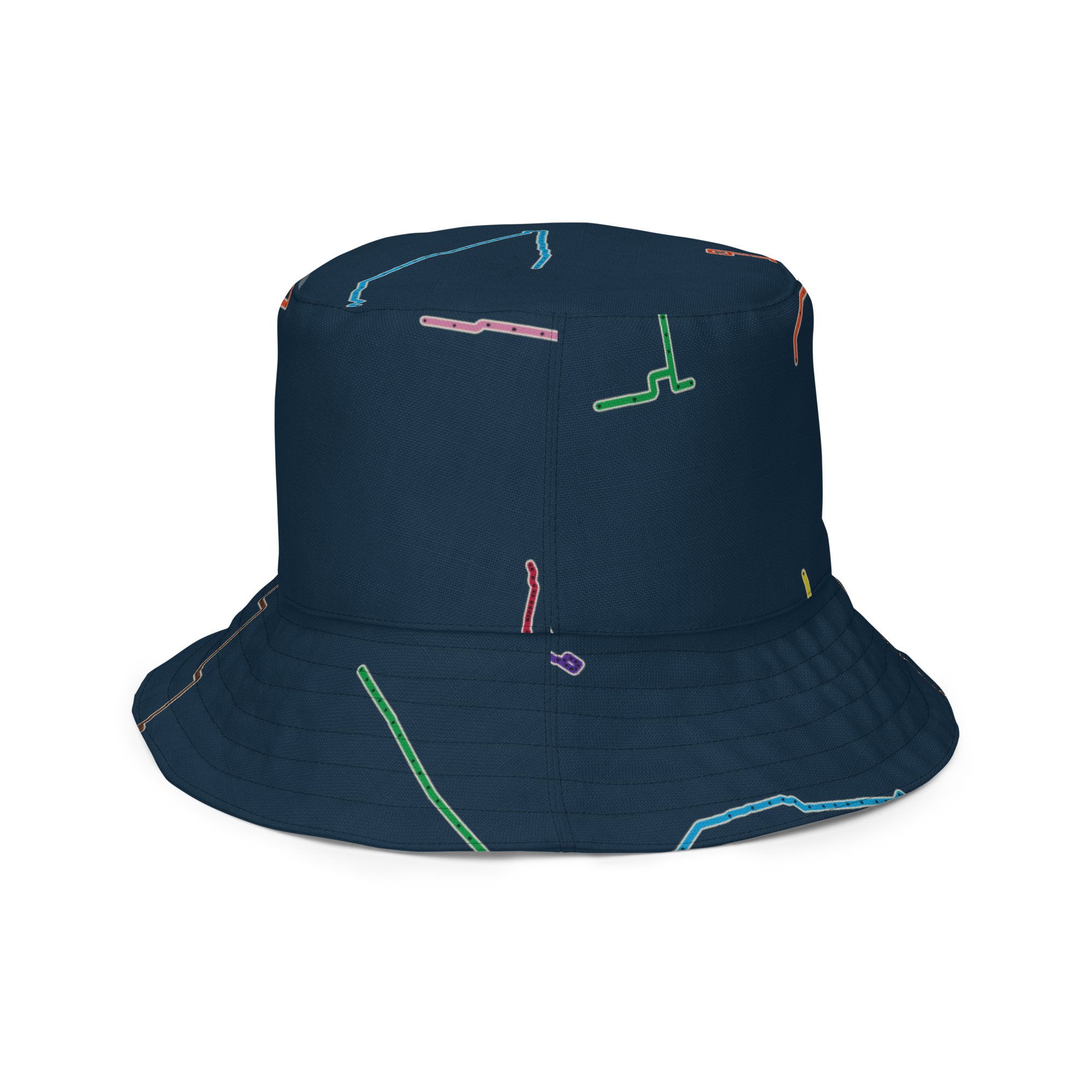 Chicago Transit Night Day reversible bucket hat with transfer matrix and route toile, alternate view