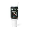 Pilsen 40 oz travel mug in White, product view - Chicago Neighborhood Series