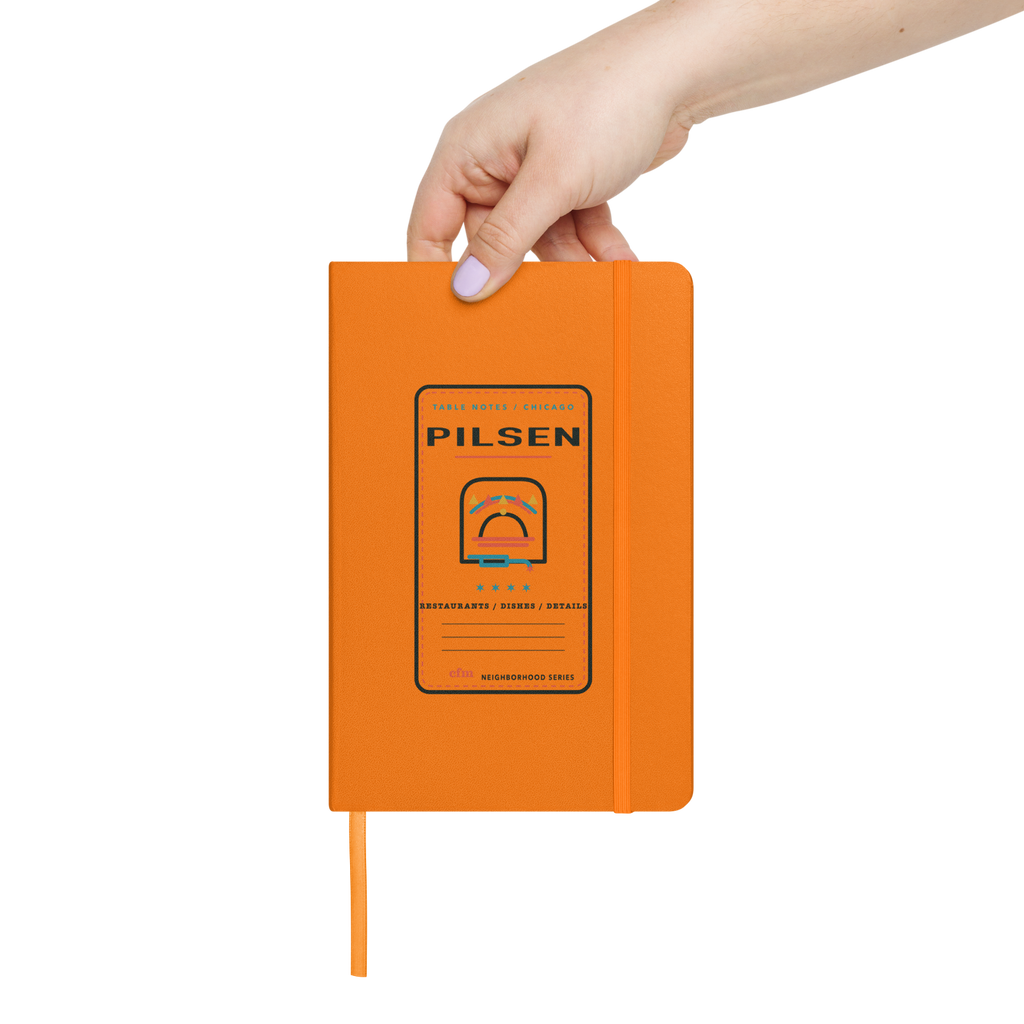 Pilsen table notes journal in Orange, front view - Chicago Neighborhood Series