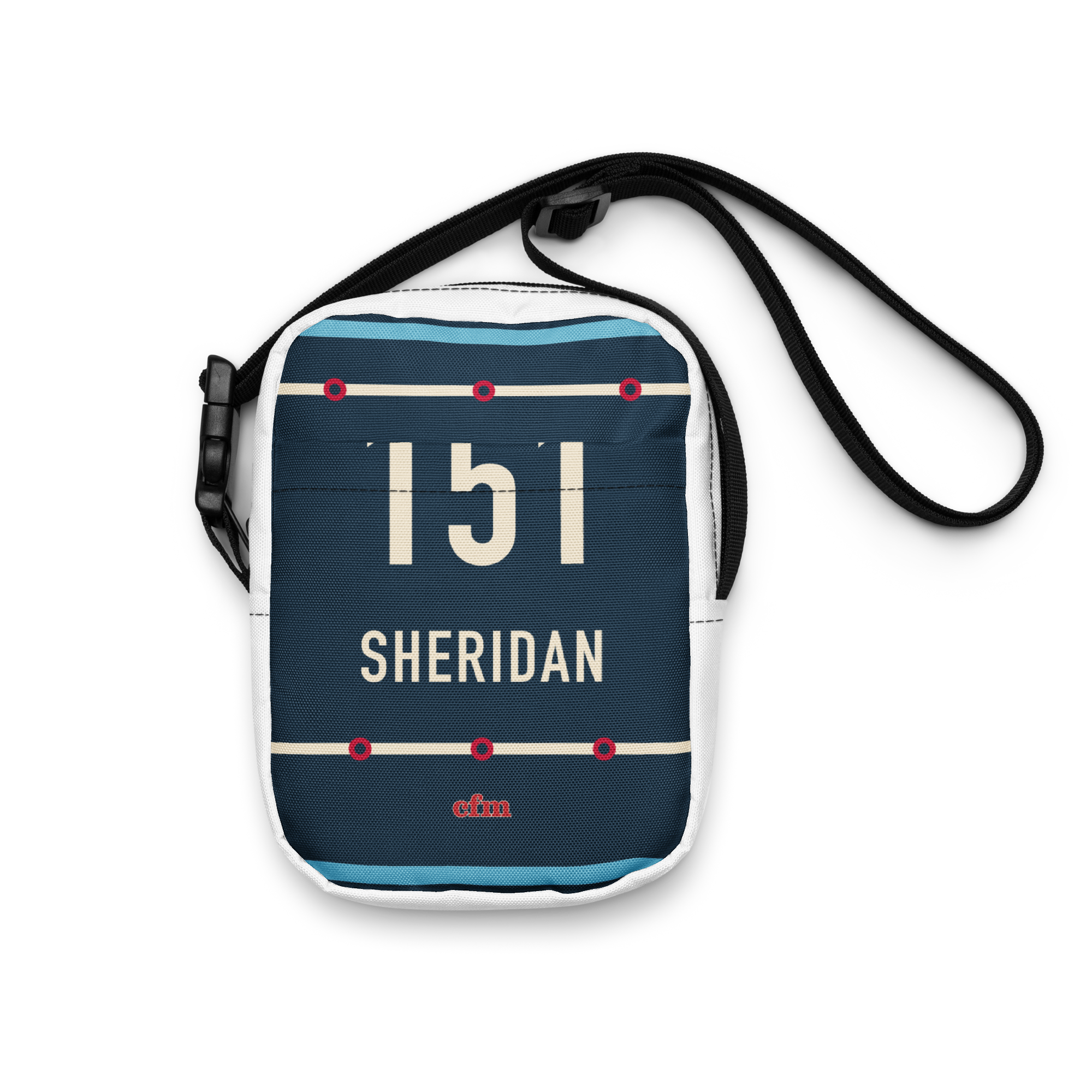 Chicago 151 Sheridan utility crossbody bag in navy, red, lake blue, and cream, primary view