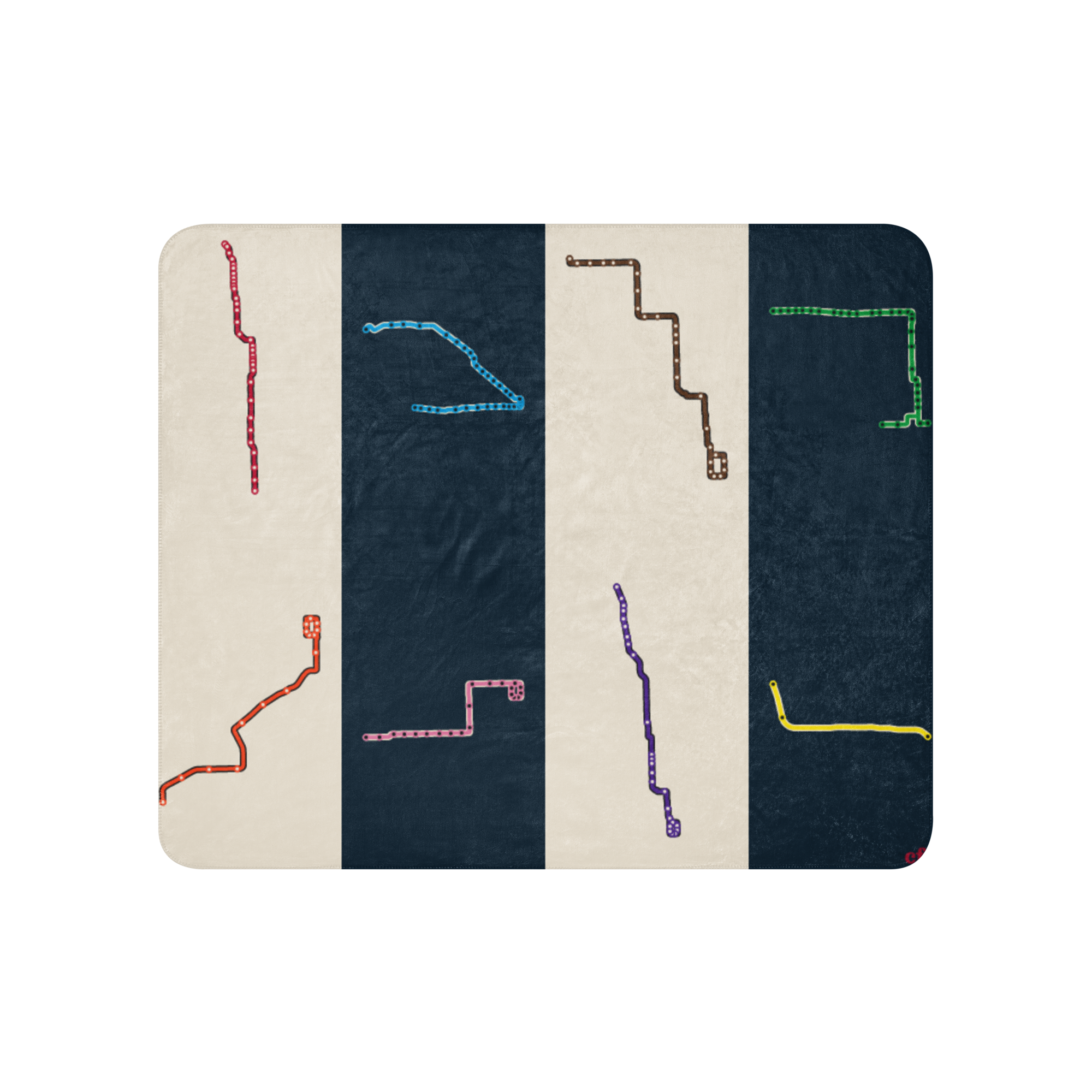 Chicago Transit System Atlas sherpa blanket with all eight complete rail diagrams, primary view
