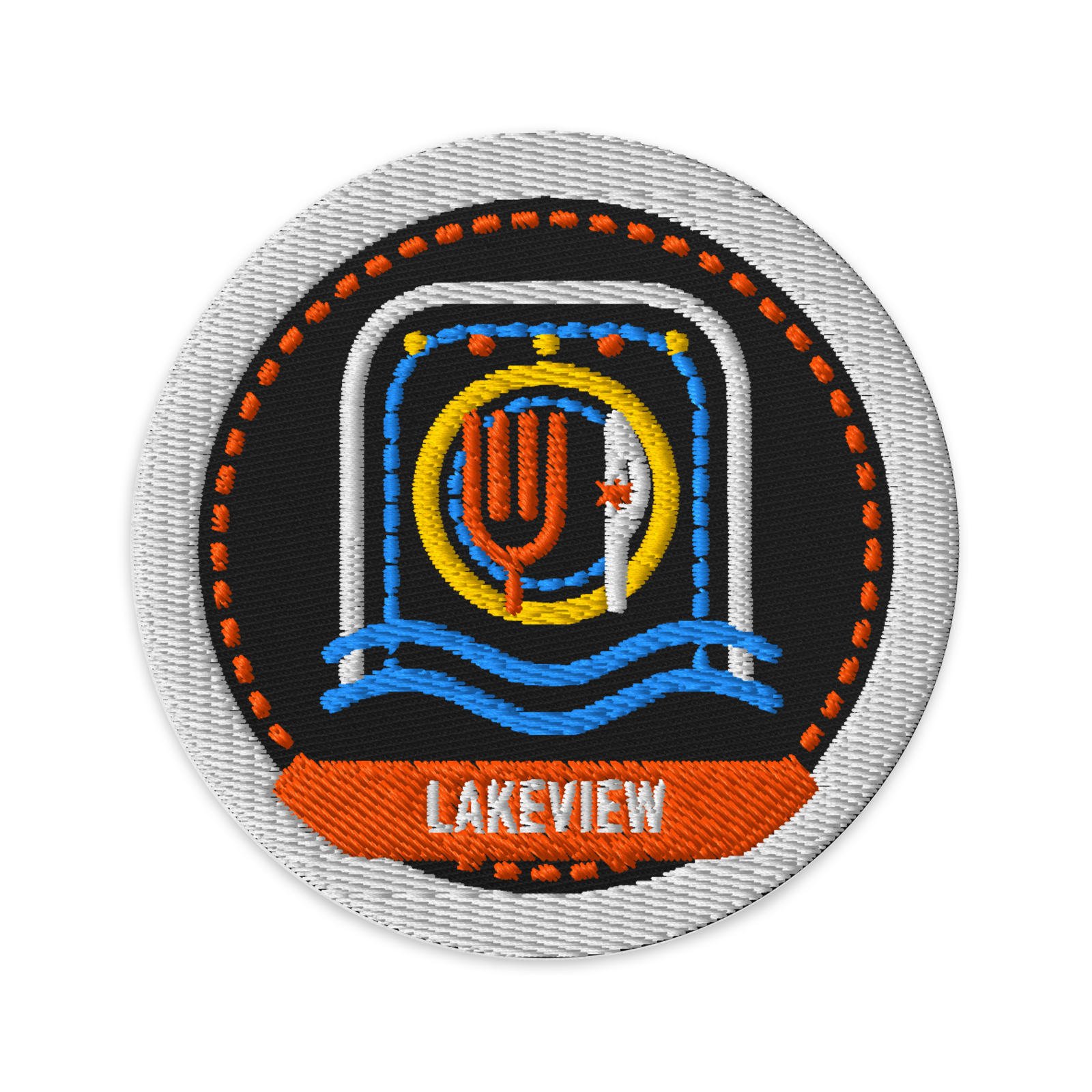 Lakeview embroidered patch in Black, patch front view - Chicago Neighborhood Series