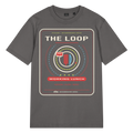 The Loop garment-dyed t-shirt in G. Dyed Anthracite, front view - Chicago Neighborhood Series