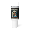 Lakeview 40 oz travel mug in White, product view - Chicago Neighborhood Series