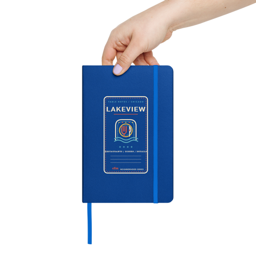 Lakeview table notes journal in Blue, front view - Chicago Neighborhood Series