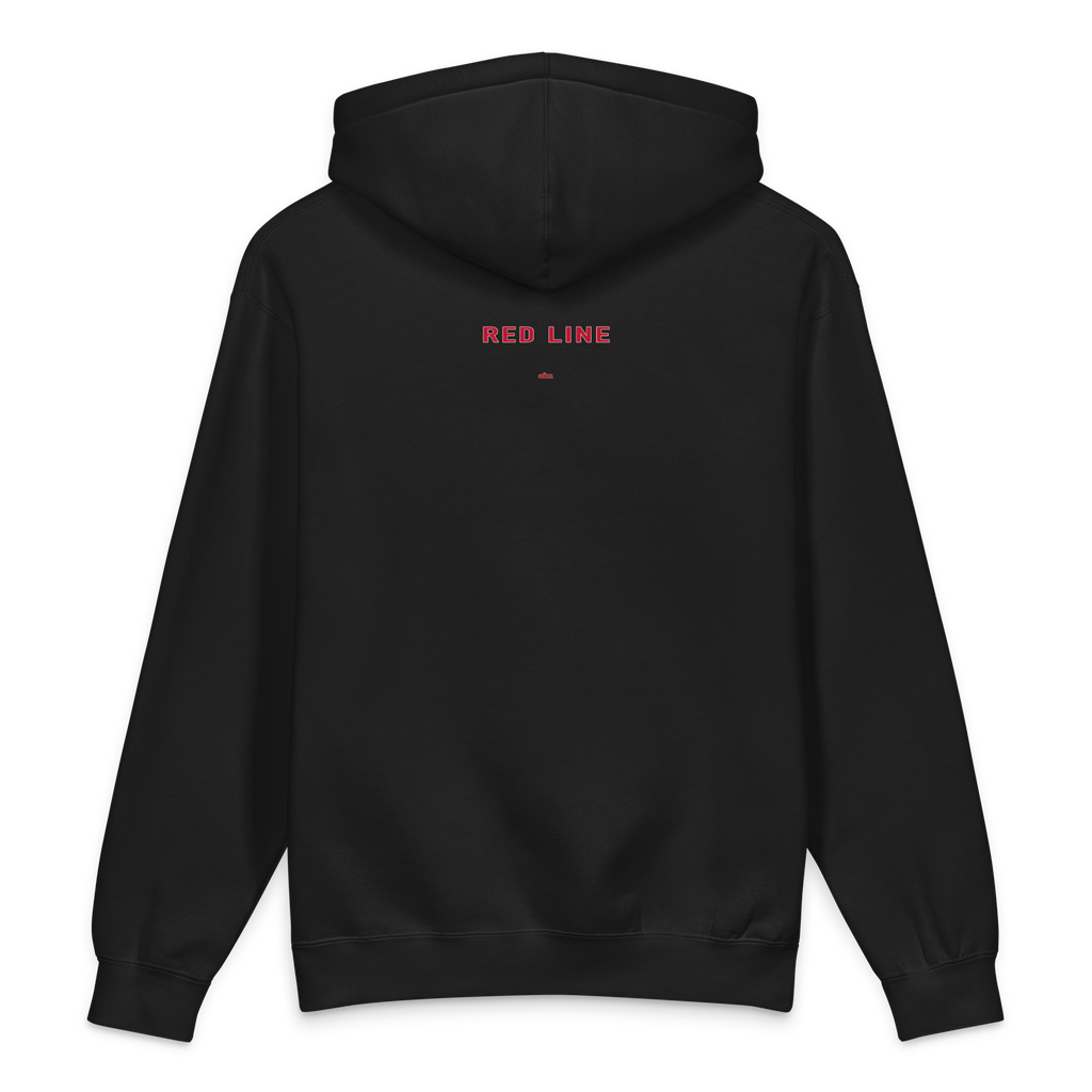 Chicago Red Line heavyweight hoodie in black, alternate view