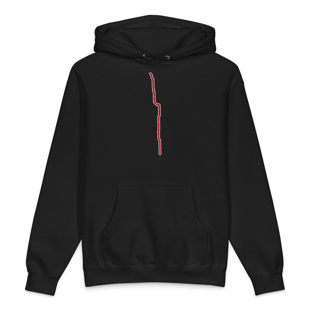 Chicago Red Line heavyweight hoodie in black, primary view