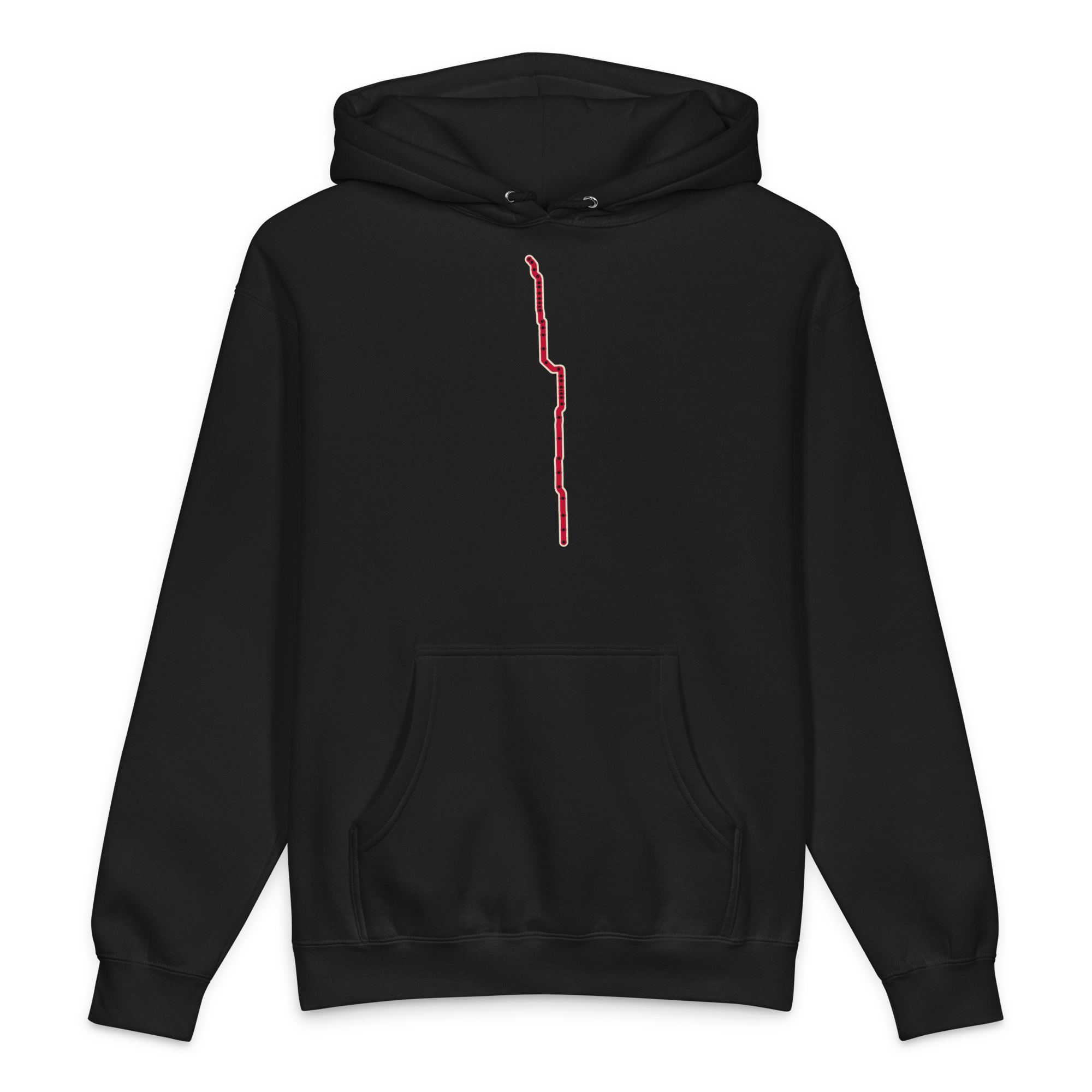 Chicago Red Line heavyweight hoodie in black, primary view