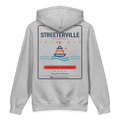Streeterville heavyweight hoodie in Grey Heather, back view - Chicago Neighborhood Series