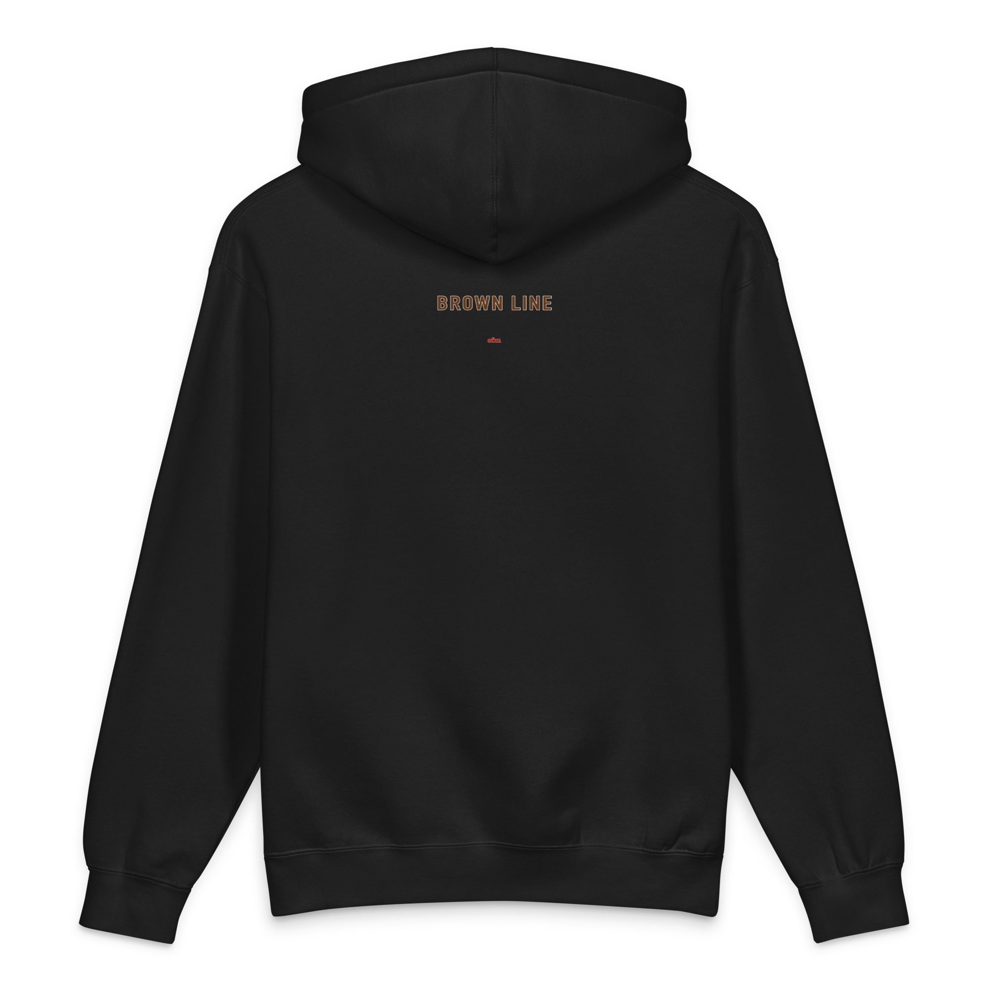 Chicago Brown Line heavyweight hoodie in black, alternate view