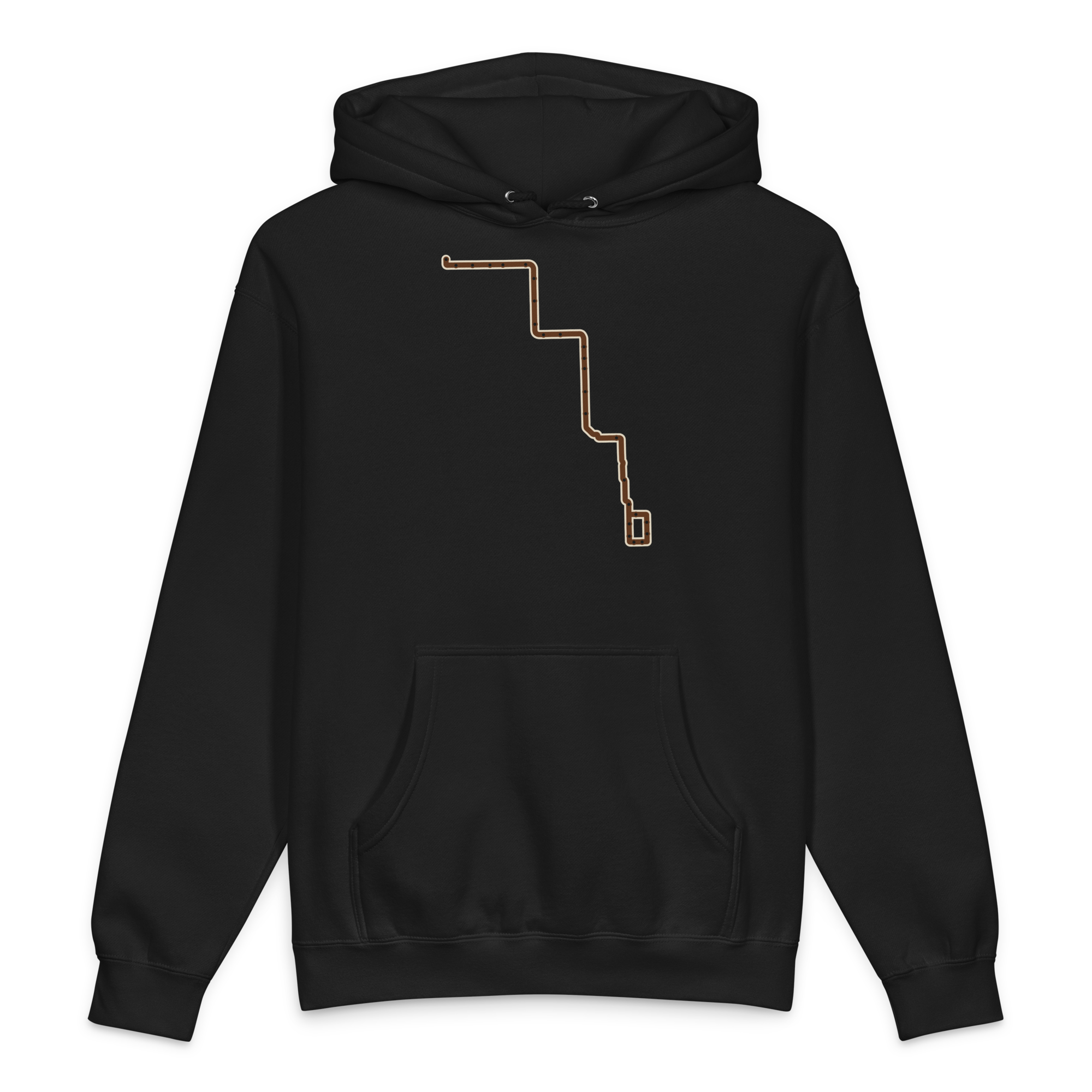 Chicago Brown Line heavyweight hoodie in black, primary view