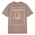 Ravenswood garment-dyed t-shirt in G. Dyed Kaffa Coffee, front view - Chicago Neighborhood Series