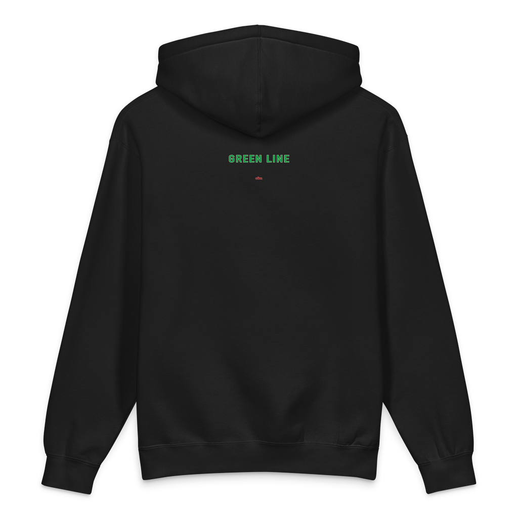 Chicago Green Line heavyweight hoodie in black, alternate view