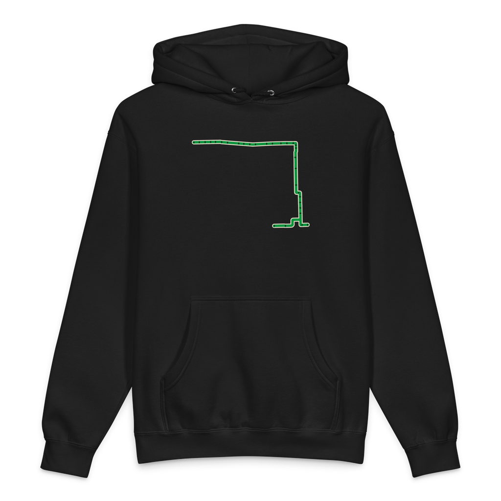 Chicago Green Line heavyweight hoodie in black, primary view