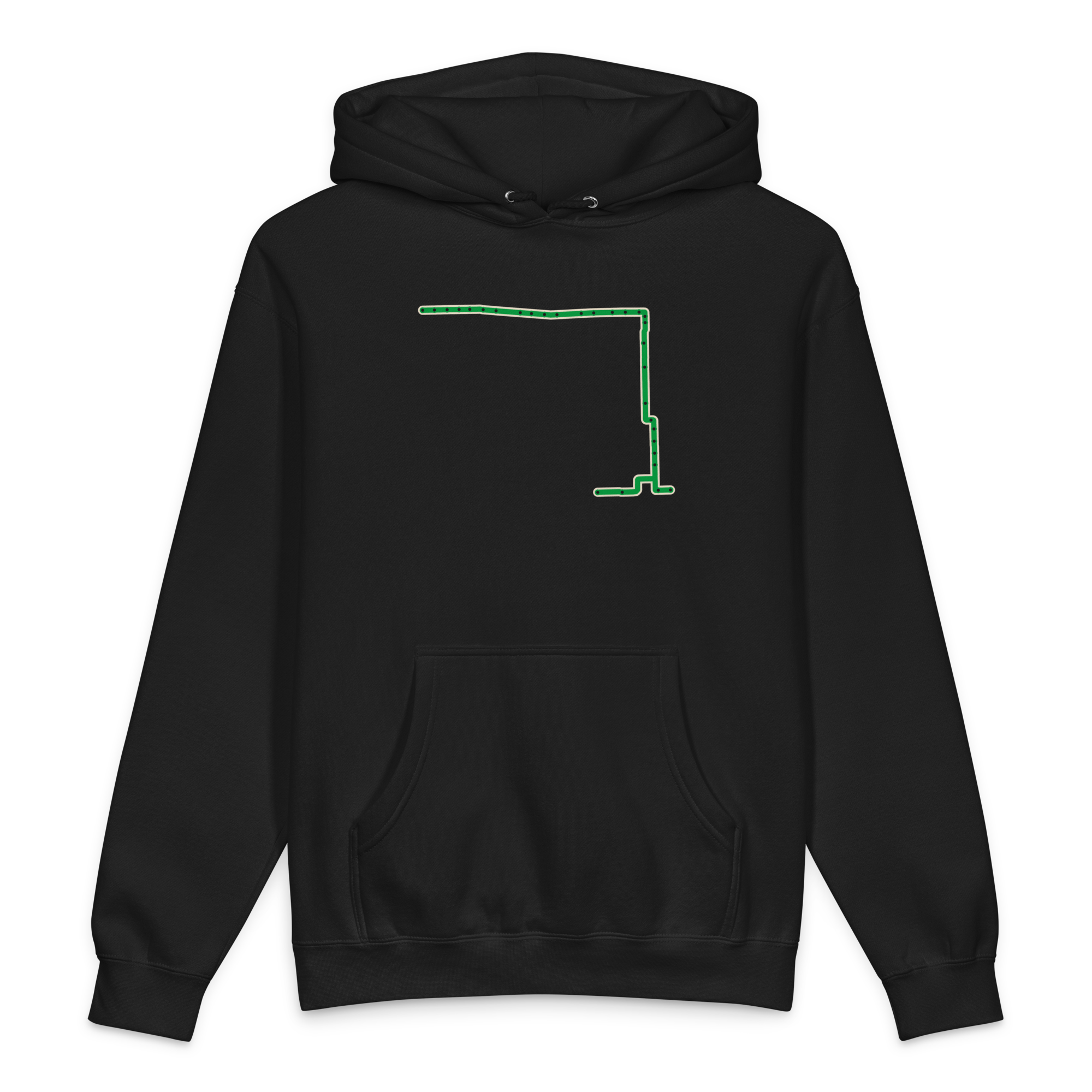 Chicago Green Line heavyweight hoodie in black, primary view