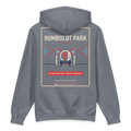 Humboldt Park heavyweight hoodie in Storm Blue, back view - Chicago Neighborhood Series