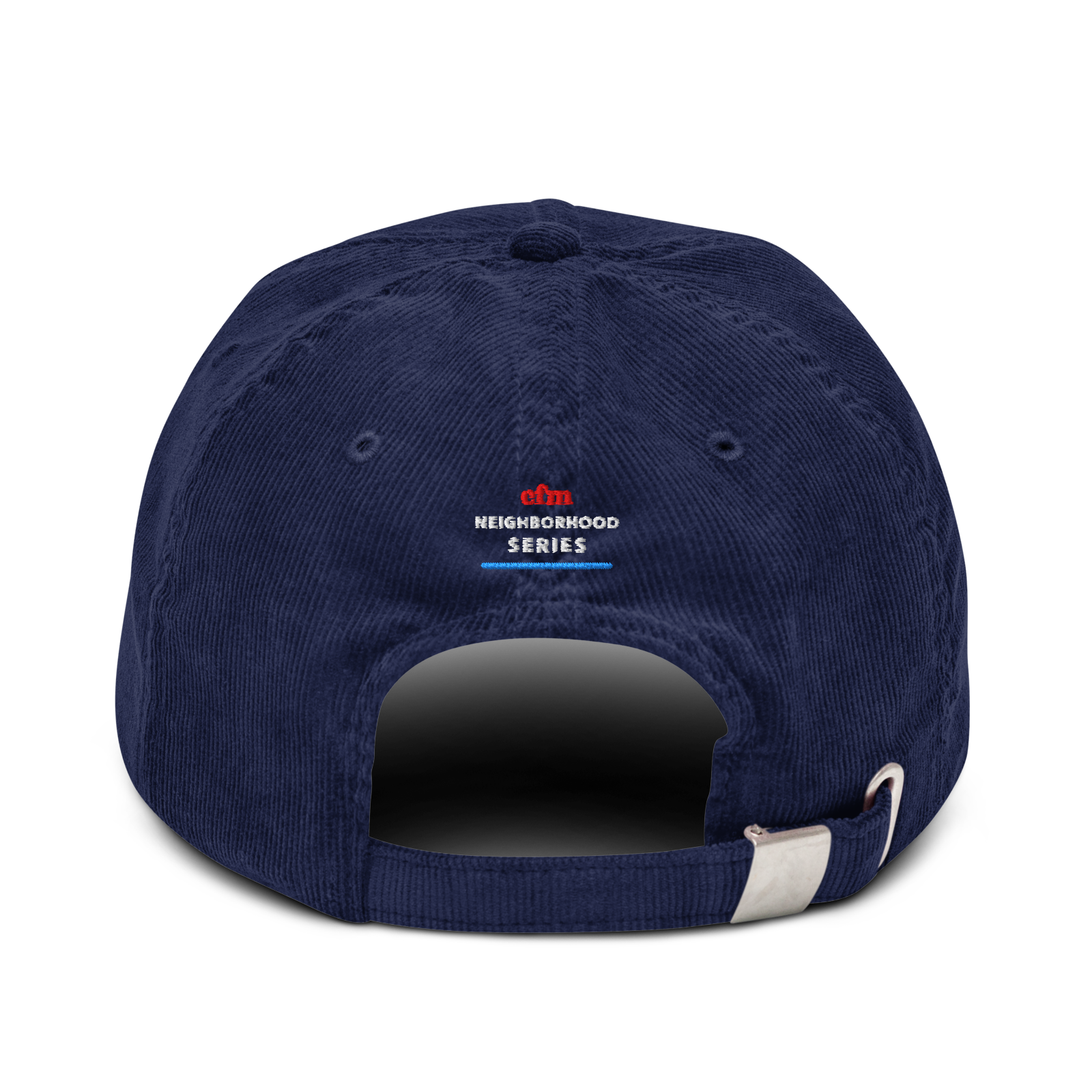 Humboldt Park corduroy cap in Oxford Navy, back view - Chicago Neighborhood Series