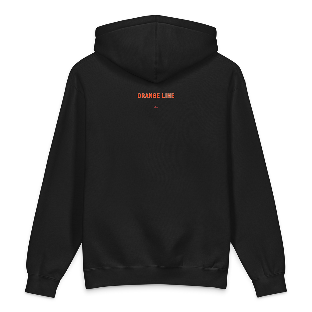 Chicago Orange Line heavyweight hoodie in black, alternate view
