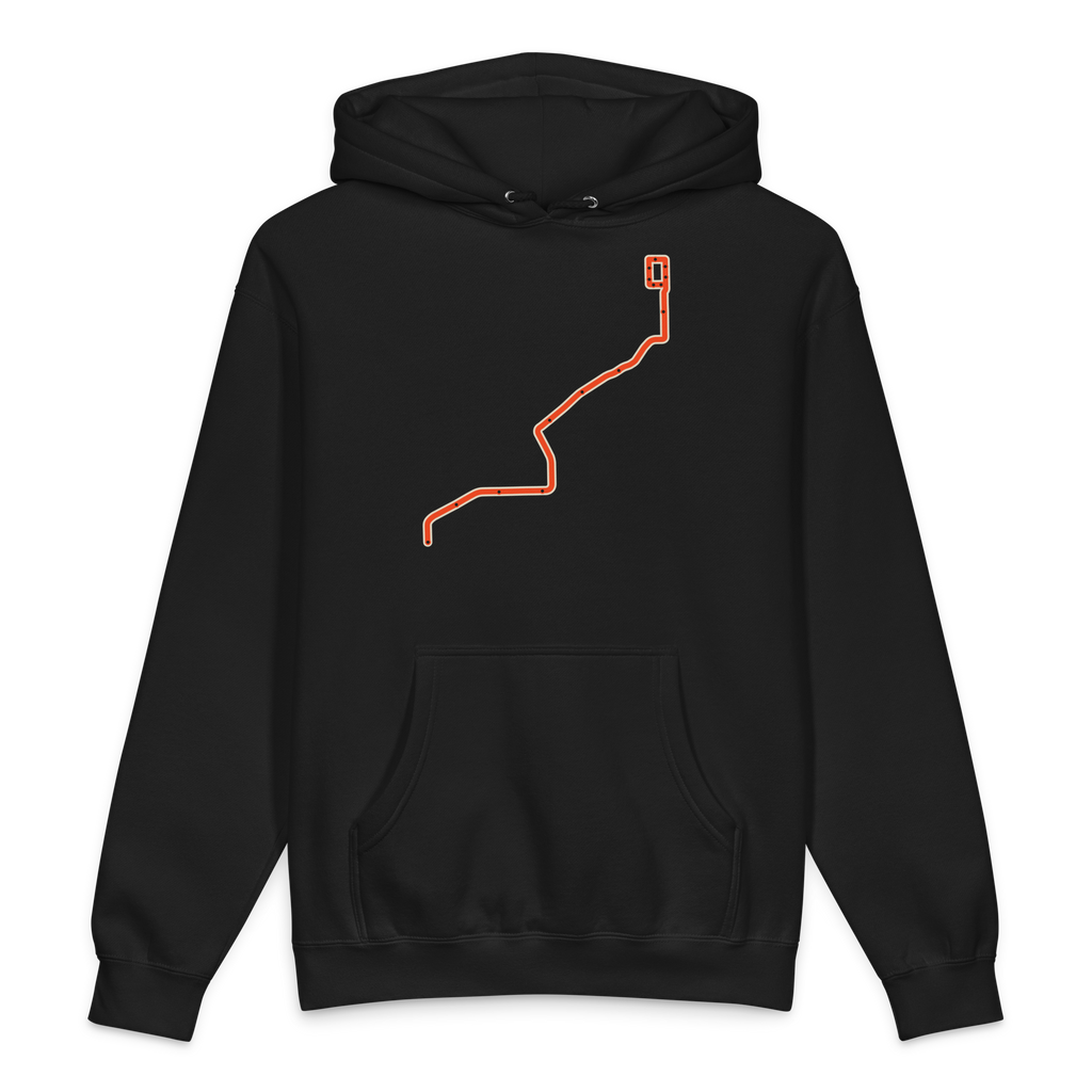Chicago Orange Line heavyweight hoodie in black, primary view