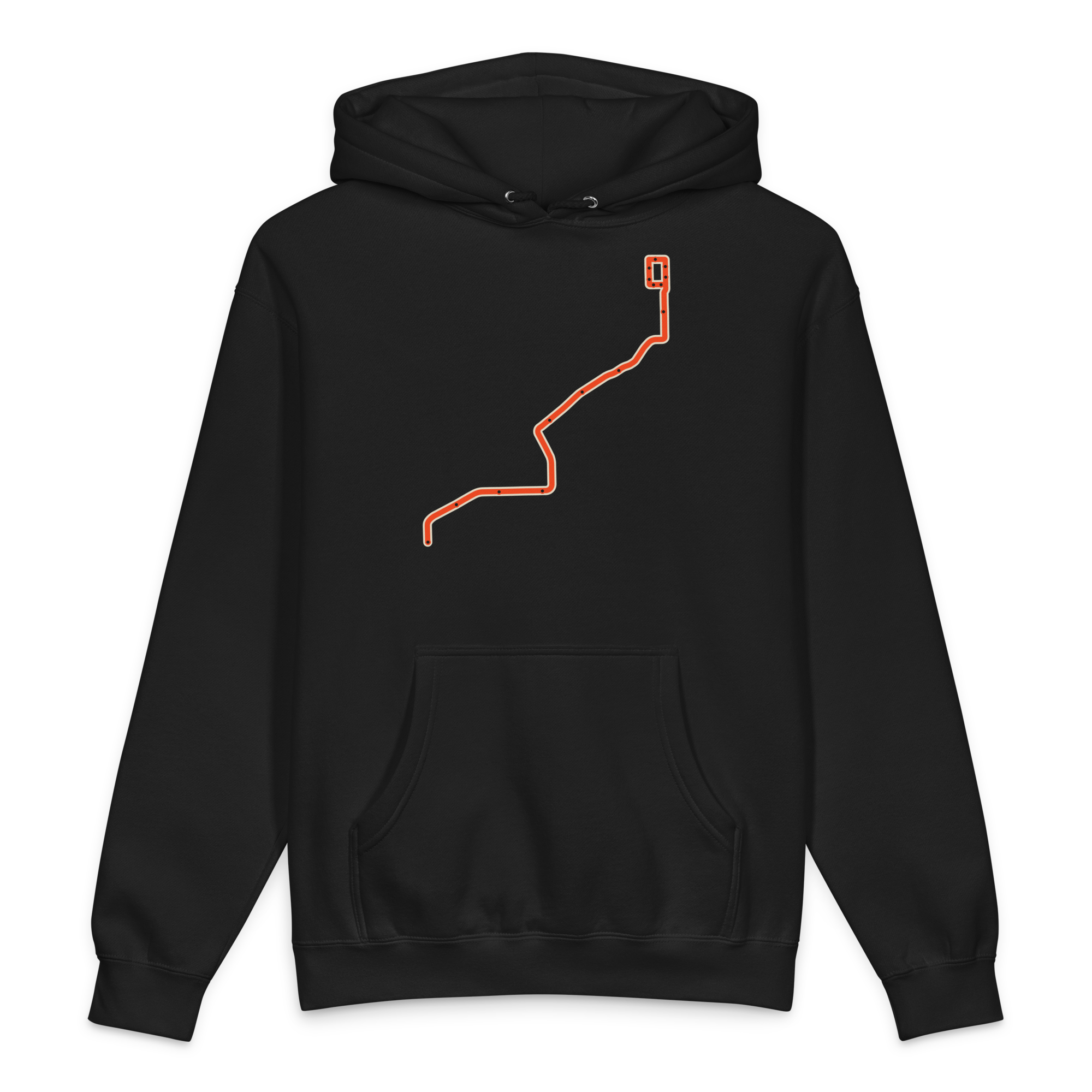 Chicago Orange Line heavyweight hoodie in black, primary view