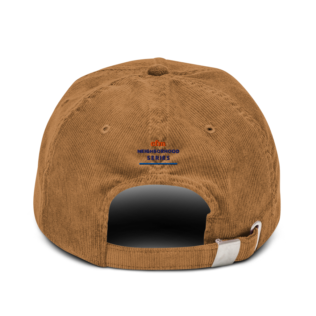 Pilsen corduroy cap in Camel, back view - Chicago Neighborhood Series