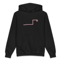 Chicago Pink Line heavyweight hoodie in black, primary view