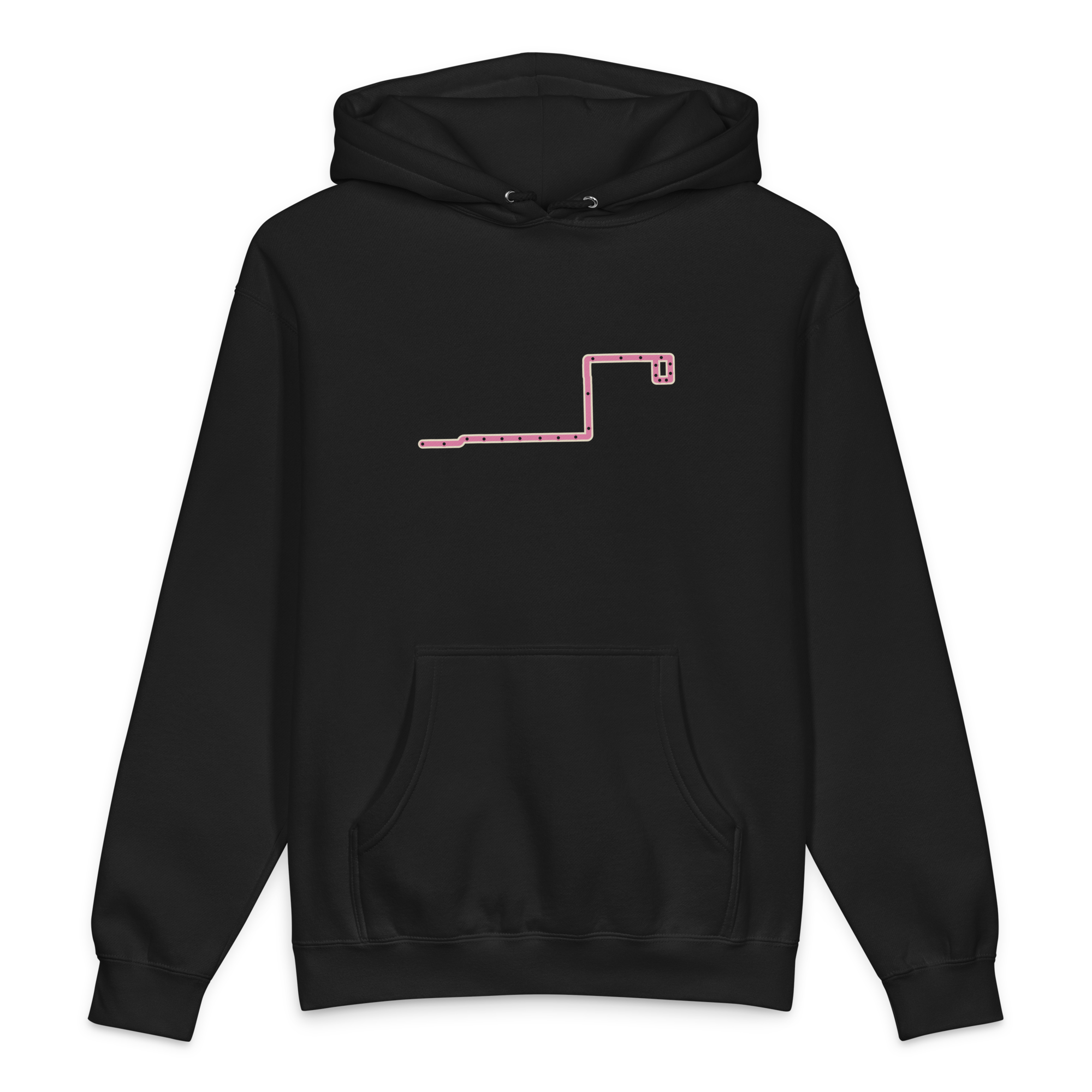 Chicago Pink Line heavyweight hoodie in black, primary view