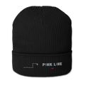 Chicago Pink Line organic ribbed beanie in black, primary view