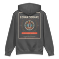 Logan Square heavyweight hoodie in Charcoal Solid, back view - Chicago Neighborhood Series