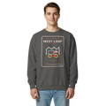 West Loop garment-dyed crewneck in Pepper, front view - Chicago Neighborhood Series