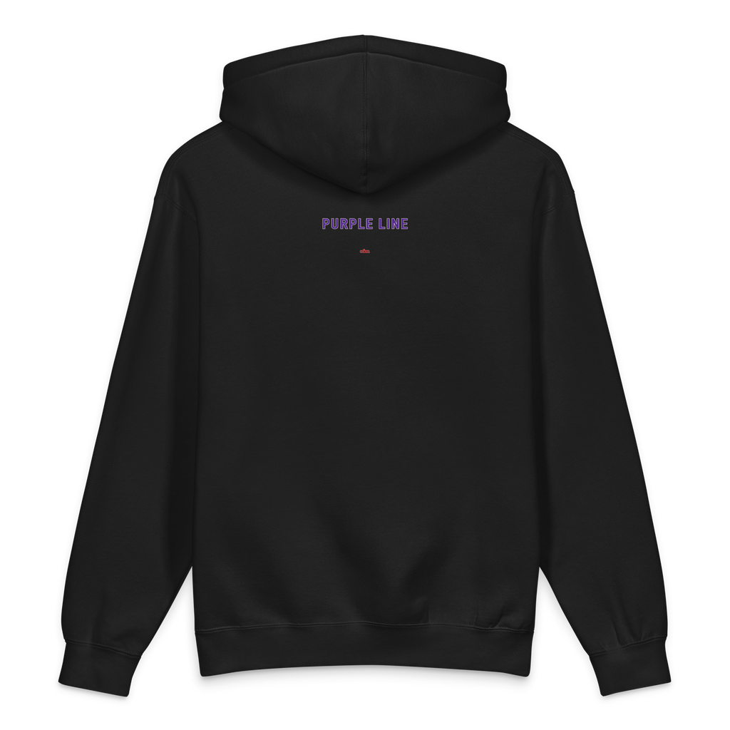Chicago Purple Line heavyweight hoodie in black, alternate view