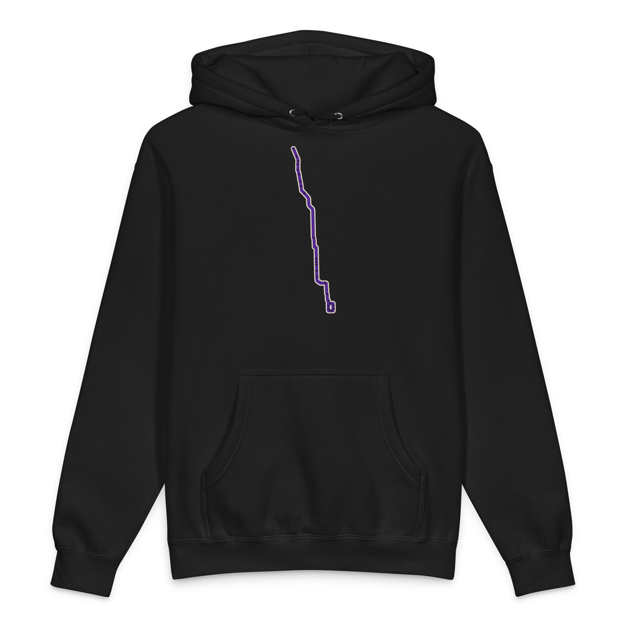 Chicago Purple Line heavyweight hoodie in black, primary view